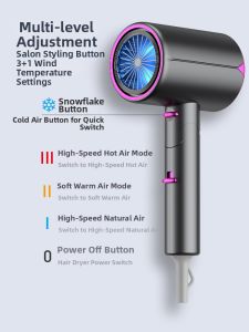 Negative Ions Rapid Drying Foldable High Power Hair Dryer