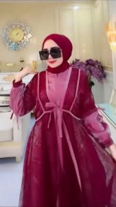 Talitha Dress Gamis Shimmer Mix Brukat Viral Pesta Kondangan Mewah Tapi Murah Elegan Busui Friendly