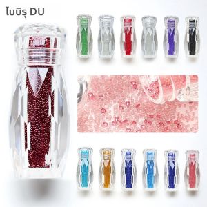 ลูกปัดคริสตัลคาเวียร์1ขวดแก้วสำหรับ3D เล็บการตกแต่งศิลปะลูกปัดคริสตัลหลากสี