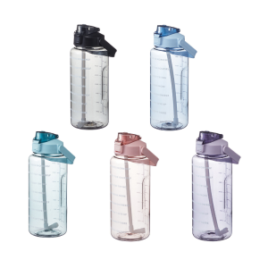 2000ml Water Bottle Motivational Clear With Time Marker Straw & Handle Cute Tumbler Large Capacity Office School