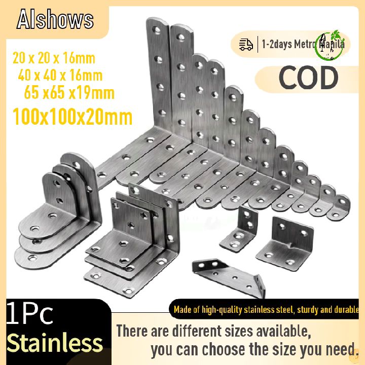 1PCS 【COD】Stainless Steel 90 Degree Angle Bracket Corner Brackets Joint Bracket Fastener Furniture Door Cabinet Screens Wall with Screws Stainless steel corner code cabinet cabinet triangle fixed laminate bracket 90 ° right Angle L-shaped thickened sheet