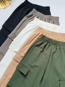 ทรงคาร์โก้ กางเกงขาวยาวหญิง ผ้ามูลเวฟ เอวยืด 24-30