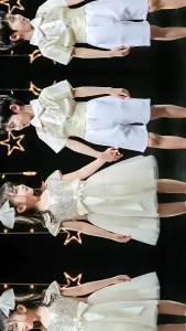 ชุดการแสดงเต้นรำสมัยใหม่สำหรับเด็กผู้หญิง ชุดการแสดงเด็ก กระโปรงพัฟเจ้าหญิง ชุดการแสดงคณะนักร้องเด็ก วันเด็ก ประดับเลื่อม 2.13.1