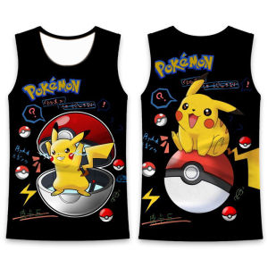 Bandai | Secondary Yuan Pikachu Pokemon Treasure May Dream CARDS Than Beast Geng Ghost Vest Sleeveless T-shirt Men and Childrens Clothes