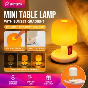 4 Pack Sunset Mood Night Lamp Cordless Mini LED Ambiance Light USB Rechargeable Cosy Atmosphere for Bedroom Coffee Bar Decor
