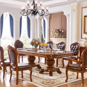 Elegant European Style Extendable Dining Table 3m Villa Large Dinner Table American Stretch Table 2.4m Carved Wooden Table for 12 People
