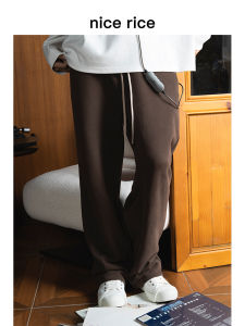 กางเกงวอร์มลำลองหลวมๆ สำหรับผู้ชาย Nice Rice ทรงตรง 365G ด้ายเชือกผูกสีบล็อก กางเกงวอร์มลำลองสำหรับผู้ชาย ฤดูใบไม้ร่วง 2023