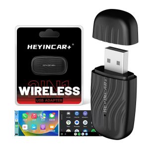 HEYINCAR Bộ Chuyển Đổi Mini Thông Minh 2 Trong 1 Không Dây CarPlay Dongle Android Auto Box OEM Car Plug Play WiFi 5.8G BT Kết Nối Tự Động
