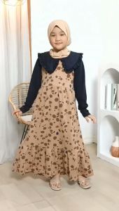 Gamis anak perempuan cantik Printing Bunga usia 3-11 tahun / gamis anak terbaru