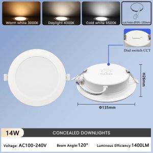 2pcs Led Downlight Dial swich cct 3000K 4000K 6000K 6W 10W 14W 17W 24W Spot 220V 110V for home derec Indoor Lighting
