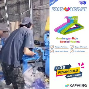 Toko Murah 88 - Gantungan Baju Kawat Warna (Random Isi 20pcs) Tebal Tahan Karat Murah Meriah Promo