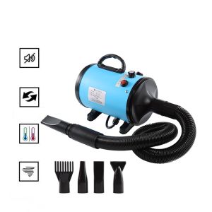 Dog and Cat Pet Grooming Hair Dryer 2 Speed Adjustable Heat Temperature Dog and Cat Pet Blower w/3 Nozzles