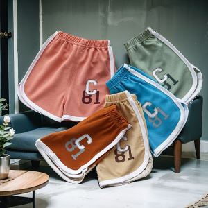 กางเกงขาสั้นเด็กชายและเด็กหญิงแห้งเร็ว กางเกงขาสั้นชายหาดฤดูร้อนสำหรับเด็ก ผ้าฝ้ายผสม ทรงหลวม สวมใส่สบาย