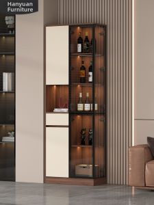 HANYUAN | Modern Minimalist Glass Door Corner Wine Cabinet Sideboard