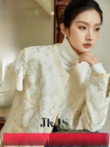 JK＆JS | High-end New Chinese-style Floral Embroidered Womens Jacket Short
