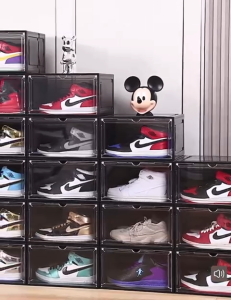 >SG Stock> Side/Front Door Big Capacity Magnetic Stackable Shoes Sneakers Display Storage Shoe Sneaker Box Rack Cabinet