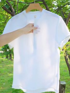 Mens Cotton Linen Short Sleeve Shirt Casual Solid Color Shirts Pull Over Tshirt Men Kemeja Kasual Baju Lelaki Summer Shirts Breathable Soft Short Sleeve Solid Summer Top