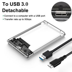 Congdi | 2.5 Inch External Hard Drive EnclosureSATA to USB 3.1 Tool-Free Clear for 2.5 Inch SSD & HDD 9.5mm 7mm External Hard Drive Case