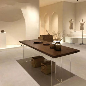 Korean Style Clothing Shop Central Display Table Retro Simple Acrylic Legs Wooden Structure