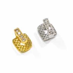 Trendy Combination Of Classic Zirconia Braces With Vertically Engraved Bars Single Piece For Daily Personal Expression.