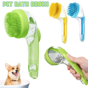 Soft Silicone Pet Bathing Brush Cat Massage Brush Pet Grooming Comb for Cats Dogs Long Handle Dog Cleaning Brush Pet Supplies