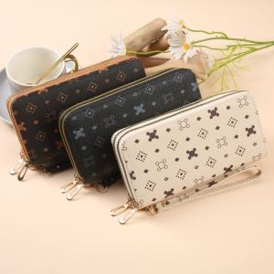 Aldawaar Dompet Pendek Pemegang Kad Wanita ( Daisy Double Zip Wristlets Lady Multi-slot Zip Purse ) 12Y3