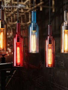 Pheashine | Vintage Industrial Pendant Light Colorful Wine Bottle Glass Design
