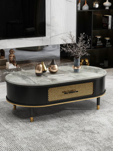 YOUJI | Luxurious Italian Style Oval Ceramic Slab Tea Table