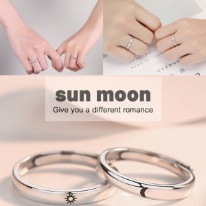 Silver Sun & Moon Couple Ring: A Stylish & Adjustable Option for Lovers