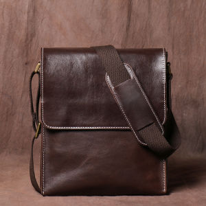 Vertical Crossbody Handmade First Layer Cowhide Casual Shoulder Bag