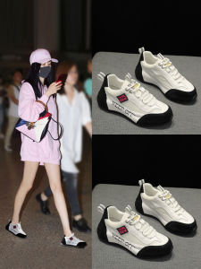 รองเท้าผ้าใบกีฬาพื้นหนาแบบใหม่ฤดูใบไม้ผลิปี 2025 สำหรับผู้หญิง รองเท้าลำลองสไตล์ Old Dad สวมใส่สบาย รองเท้าผ้าใบแบบสวมที่ทนทาน