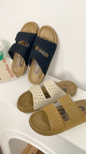 YOTO Perforated Birken-Style Sandals For Women Double Hook & Loop Straps with Soft Sole Slip-On Summer Sliders