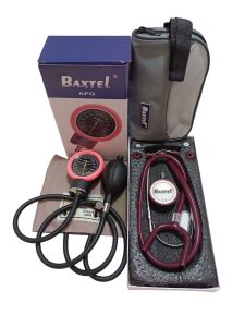 Baxtel APG Pink Aneroid BP With Burgundy Deluxe Stethoscope