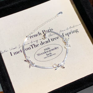 Elegant Snake Bone Bracelet with Three Butterfly Knots for Women Fashionable Minimalist Premium Feeling Hand Cord Bracelet