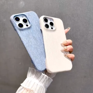 Simple Solid Color Denim Case for iPhone 11 12 13 14 15 16 17 Pro Max Casing Half Pack Anti-Fall Cover for iPhone 16 Pro Max Case