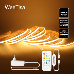 1M 2M 3M 4M 5M CCT COB LED Strip Light 24V Flexible Ribbon WW CW 2700-6500K Dimmable Linear Lighting with Remote Control EU Set