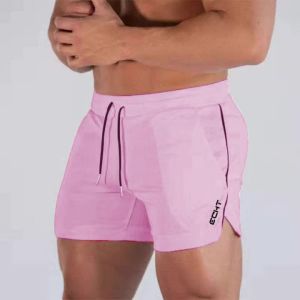 2024 New Fitness Big Muscle Man Fitness Slim Shorts Run And Train On The Beach With Pull Rope And Three Point Fitness Shorts