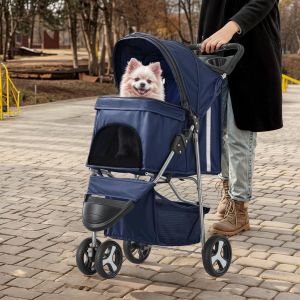Teeker Pet 3 Wheel Dog Cat Pet Stroller for Dogs Cats Best Lightweight Foldable Portable Travel All Terrain Pet Puppy Doggie Bunny Kitty Stroller