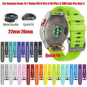 22 26MM QuickFit Release Silicone Watch Wrist Band For Garmin Fenix 7 7X Pro 6 6X Strap Fenix5 5X 3HR 965 945 Wristband Bracelet