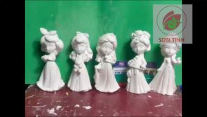 Tượng tô màu CÔNG CHÚA DISNEY BỘ 2 thạch cao trắng (Không kèm màu) trò chơi trẻ em