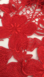 1pair Red Lace Flower Embroidery Flower Patch for Dress DIY Sewing Applique Tampalan Bunga Sulaman Renda Merah Jahitan