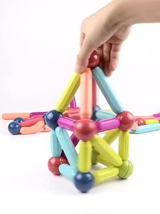 Ready Stock 25/64/103 pcs Kids Magnetic Stick Balls Building Toy Blocks High Quality 3D Geometry Learning Sensory Construction Blok Panjang Free Storage Box