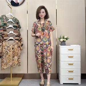 Bộ Đồ Hai Mảnh Rộng Rãi Mùa Hè Bằng Vải Lanh Cotton Tay Ngắn Thường Ngày Cho Phụ Nữ Trung Niên Và Cao Tuổi