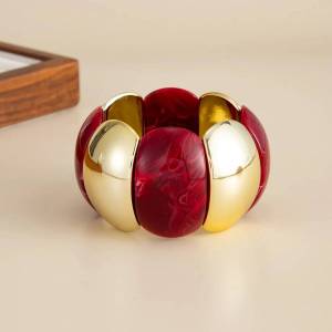 SHIXIN 4 Styles Boho Colorful Thick Acrylic Bracelets Women Retro Irregular Resin Wide Bracelet Stackable Elastic Bangle Gifts