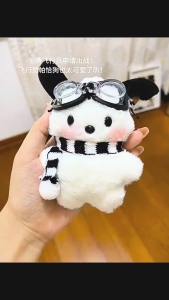 Cute Pochacco Pendant Keychains Cartoon Plush Puppy School Bag Pendant Keychain Holder Friends Gift