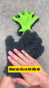 Găng tay rửa xe 5 ngón vải Chenille mềm mại tiện dụng chuyên dùng rửa xe ô tô xe máy các loại