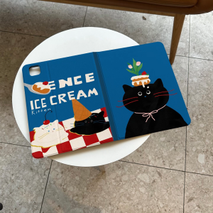 เคสไอแพด Gen11 Gen10Air7 Air6 gen10 iPad Gen8 gen9 แมวไอศกรีม ใส่ปากกาได pro11 2022 gen6 gen5