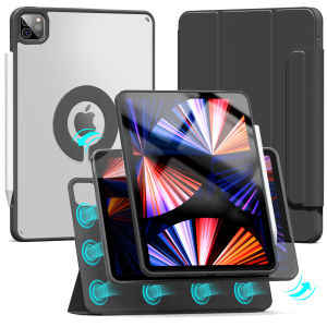 ZOYU for iPad Air 4/5 10.9 Pro 11 12.9 Inch Magnetic Case for iPad Mini 6 10.2 9th 8th 7th Gen Rotate 360° Detachable Back Case