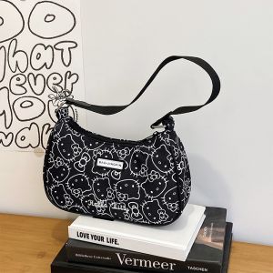 Cute Cartoon Underarm Bag Womens Casual KT Cat Versatile Single Shoulder Bag Summer 2024 Meileti Nylon Material Youth Fashion