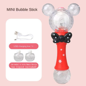 Minnie Bubble Machine  Rechargeable Toys with Lighting Electric Musical Bubble Wand Toys for Boys and Girls